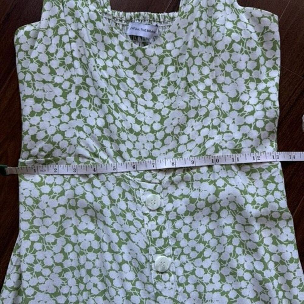 FAITHEULL THE BRAND S Lou Lou Mini Dress Green Floral Flirty Button Up Smocked - Picture 7 of 12